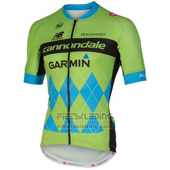 2017 Fietskleding Cannondale Groen en Blauw Korte Mouwen en Koersbroek